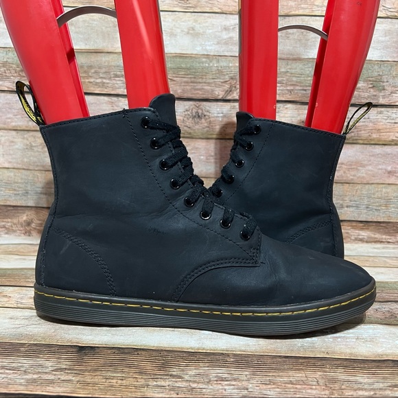 Dr. Martens Black Leather Tobias Mid Boots - Picture 2 of 8